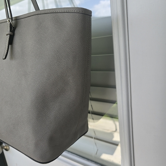 $298 Michael Kors Signature Tote Handbag Jetset Studded Women Leather Gray Rare - Picture 7 of 16